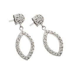 Sterling Silver Rhodium Plated Open Marquise CZ Dangling Earring STE00517