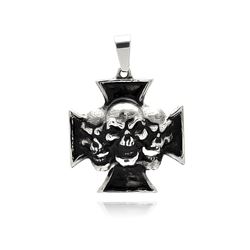 Stainless Steel Skull Center Cross Charm Pendant ssp00322