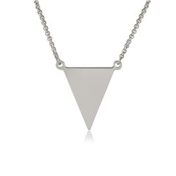 Sterling Silver Rhodium Plated Triangle Charm Necklace - ARN00025RH