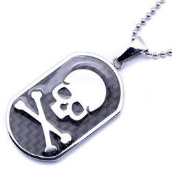 Stainless Steel Skull Crossbone Dog Tag Charm Pendant ssp00427