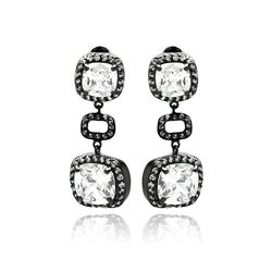 Black Rhodium Plated Brass Clear CZ Dangling Earring bbe00027