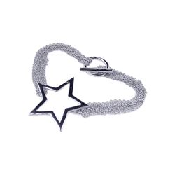 Sterling Silver Rhodium Plated Multi Strand Open Star Bracelet stb00292