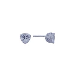 Sterling Silver Rhodium Plated Heart CZ Stud Earring ste00577