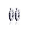 Image 1 : Sterling Silver Rhodium Plated Black CZ Hoop Earring ste00090blk