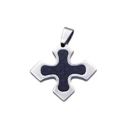 Stainless Steel Carbon Fiber Cross Charm Pendant ssp00022