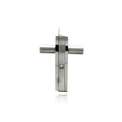 Stainless Steel Cross Clear Crystal Charm Pendant ssp00369