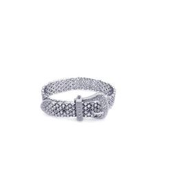 Sterling Silver Rhodium Plated Clear CZ Big Buckle Bracelet stb00028