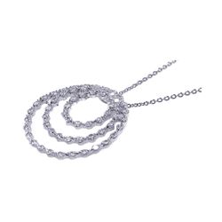 Sterling Silver Clear CZ Rhodium Plated Trio Open Circle Pendant Necklace stp00415