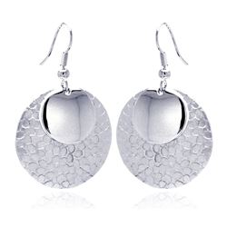 Rhodium Plated Brass Hanging Disc Earring bbe00008