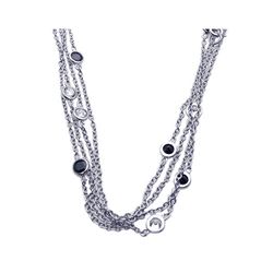 Sterling Silver Rhodium Plated Black CZ Pendant Necklace stp00864