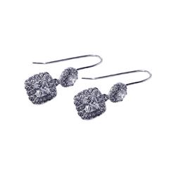 Sterling Silver Rhodium Plated Rectangle CZ Dangling Hook Earring ste00209
