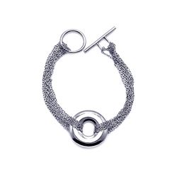 Sterling Silver Rhodium Plated Multiple Chain Open Circle Bracelet dsb00004