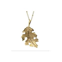 Sterling Silver Gold Plated Leaf Pendant Necklace stp00856