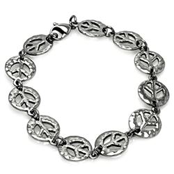 Stainless Steel Peace Sign Link Bracelet ssb00168
