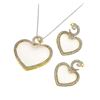 Image 1 : Sterling Silver Rhodium & Gold Plated Clear Micro Inlay Heart CZ Stud Earring & Necklace Set bgs0040