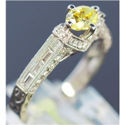 0.58ct/18K White Gold Yellow Dimaond Ring