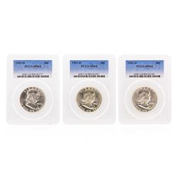 1961D-1963D Franklin Half Dollar Coins PCGS Graded MS64