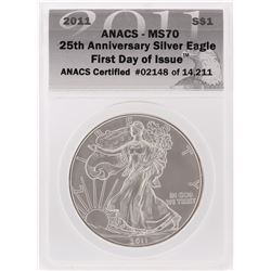 2011 $1 American Silver Eagle Coin First Day of Issue ANACS MS70