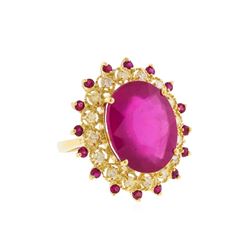14KT Yellow Gold 26.07ctw Ruby and Diamond Ring