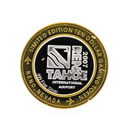 .999 Silver Reno/Tahoe International Airport $10 Casino Gaming Token Limited Edi
