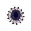 Image 2 : 14KT White Gold 13.82ctw Blue Sapphire and Diamond Ring