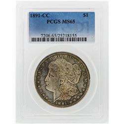 1891-CC $1 Morgan Silver Dollar Coin PCGS Graded MS65