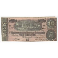 1864 $10 The Confederate States of America Note