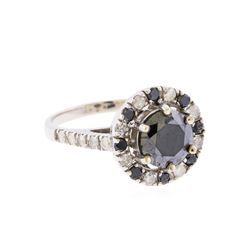 14KT White Gold 3.28ctw Black and White Diamond Ring