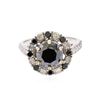Image 2 : 14KT White Gold 3.28ctw Black and White Diamond Ring