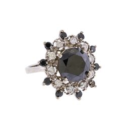 14KT White Gold 5.51ctw Black and White Diamond Ring