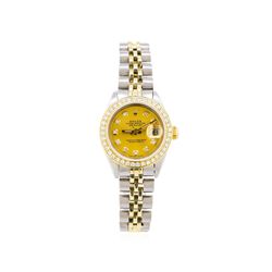 Ladies Two-Tone Rolex Datejust Watch with Diamond Bezel & Dial