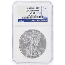 2015 $1 American Silver Eagle Coin NGC Graded MS69