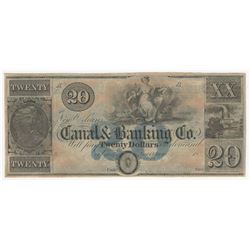 1800s $20 The New Orleans Canal & Banking Co Obsolete Bank Note