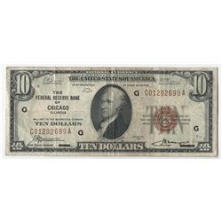 1929 $10 The Federal Reserve Bank of Chicago National Currency Note