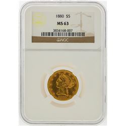 1880 $5 Liberty Head Half Eagle Gold Coin NGC MS63