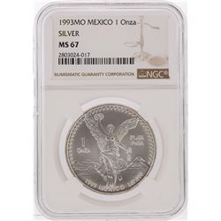 1993MO Mexico 1 Onza Libertad Silver Coin NGC Graded MS67