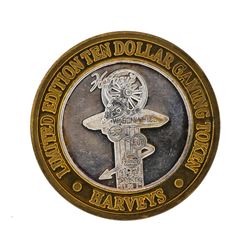 .999 Silver Harveys Lake Tahoe, Nevada $10 Casino Gaming Token Limited Edition