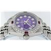 Image 3 : Rolex Stainless Steel Purple Diamond and Ruby DateJust Ladies Wristwatch