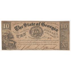 1865 $10 The State of Georgia Confederate Treasury note