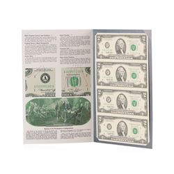 Uncut sheet of (4) 1995 $2 Federal Reserve Notes