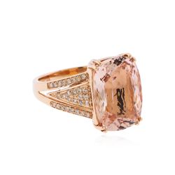 14KT Rose Gold 8.14ct. Morganite and Diamond Ring