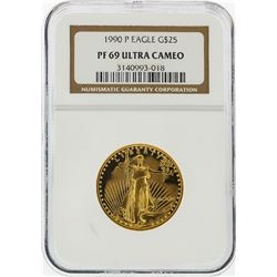 1990-P $25 American Gold Eagle Coin NGC Graded PF69 Ultra Cameo