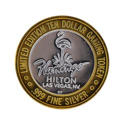 .999 Silver Flamingo Hilton Las Vegas $10 Casino Gaming Token Limited Edition
