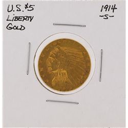 1914-S $5 Indian Head Half Eagle Gold Coin