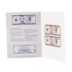 Uncut Sheet of (2) 2006 $5 Federal Reserve Notes