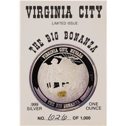 Limited Edition The Big Bonanza 1oz .999 Silver Coin with Gold Nugget