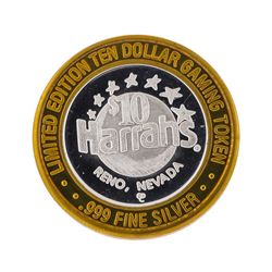 .999 Silver Harrah's Reno, Nevada $10 Casino Gaming Token Limited Edition
