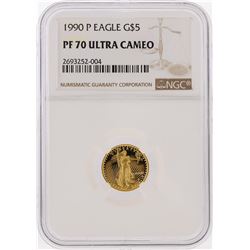 1990-P $5 American Gold Eagle Coin NGC Graded PF70 Ultra Cameo