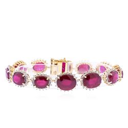 14KT Yellow Gold 48.97ctw Ruby and Diamond Bracelet