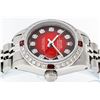 Image 6 : Rolex Ladies Stainless Steel Red Vignette Diamond and Ruby Datejust Wristwatch